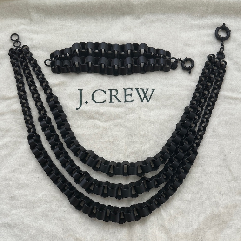 J. Crew Elegant Black Chain Jewelry Set